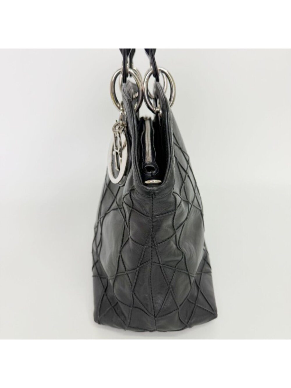 Dior Lady Cannage Large Shoulder Bag Leather Black Vintage - Picture 5 of 16